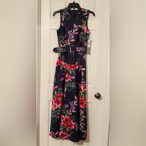 Melonie T Womens Belted Sleeveless Floral Evening Gown